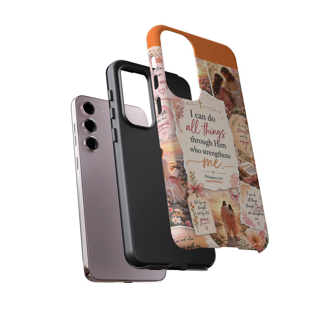 Christian Phone Case bible verses — "I Can Do All Things Through Him" Inspirational Scripture Design