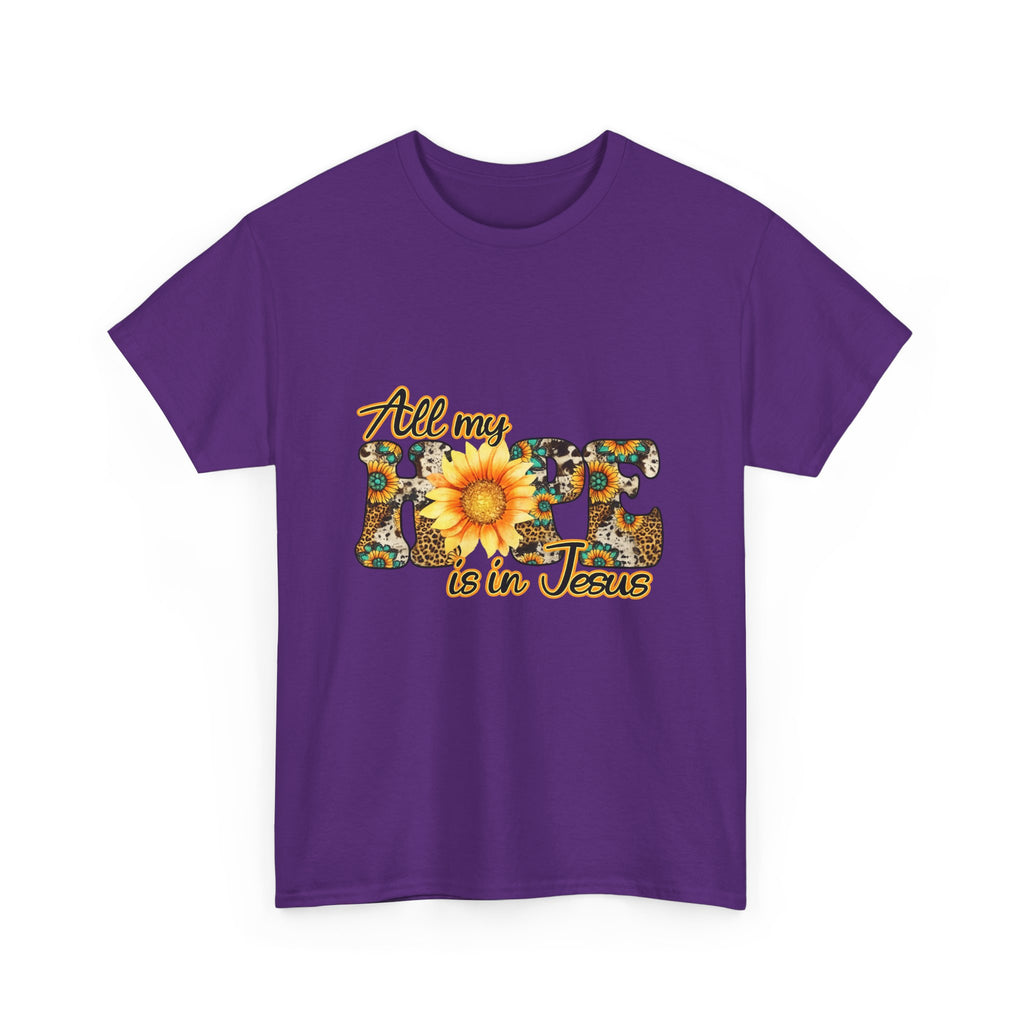 Faith Sunflower Tee - "All My Hope Is in Jesus" Christian T-Shirt