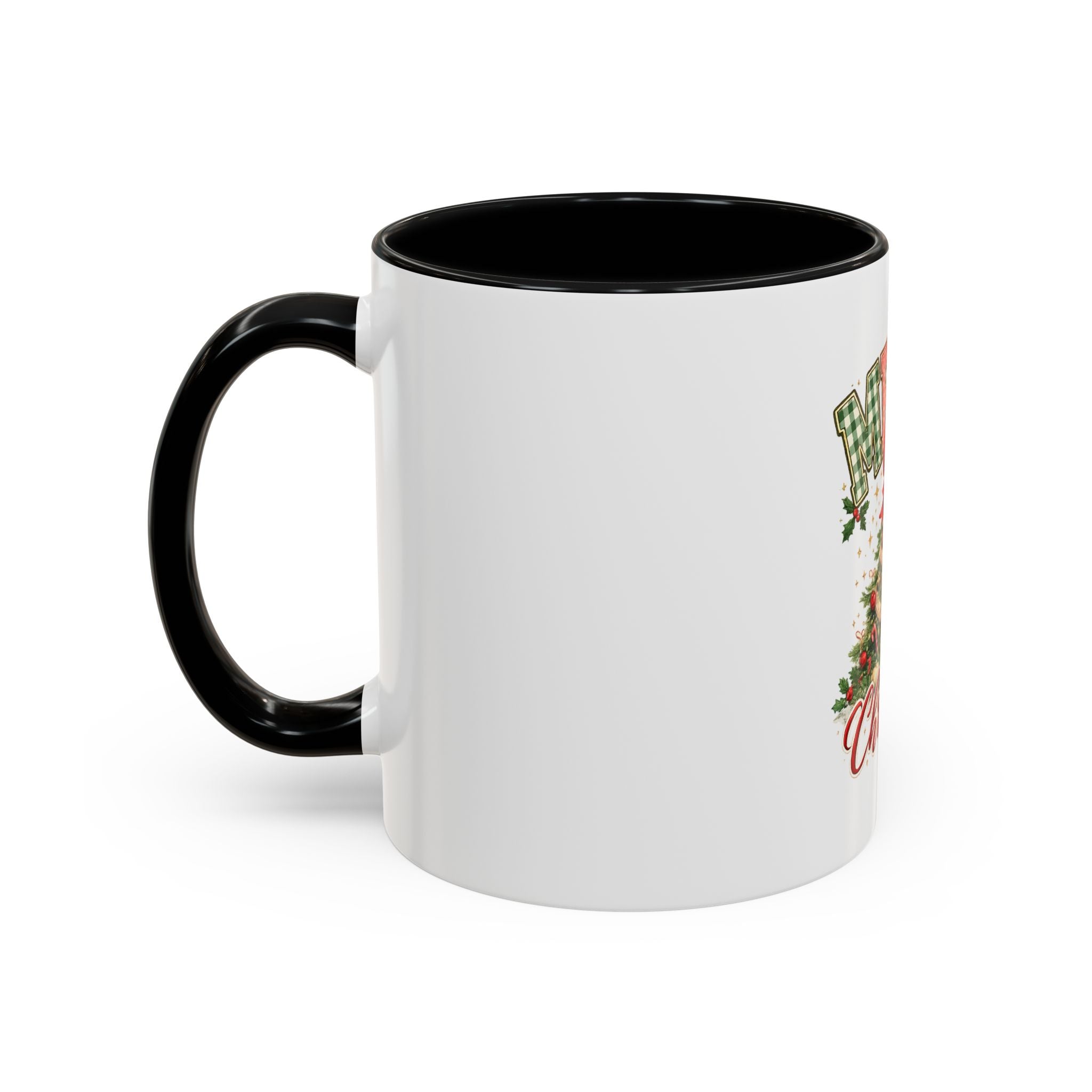 Merry Christmas Accent Coffee Mug – Festive Holiday Tree & Bow (11/15oz)