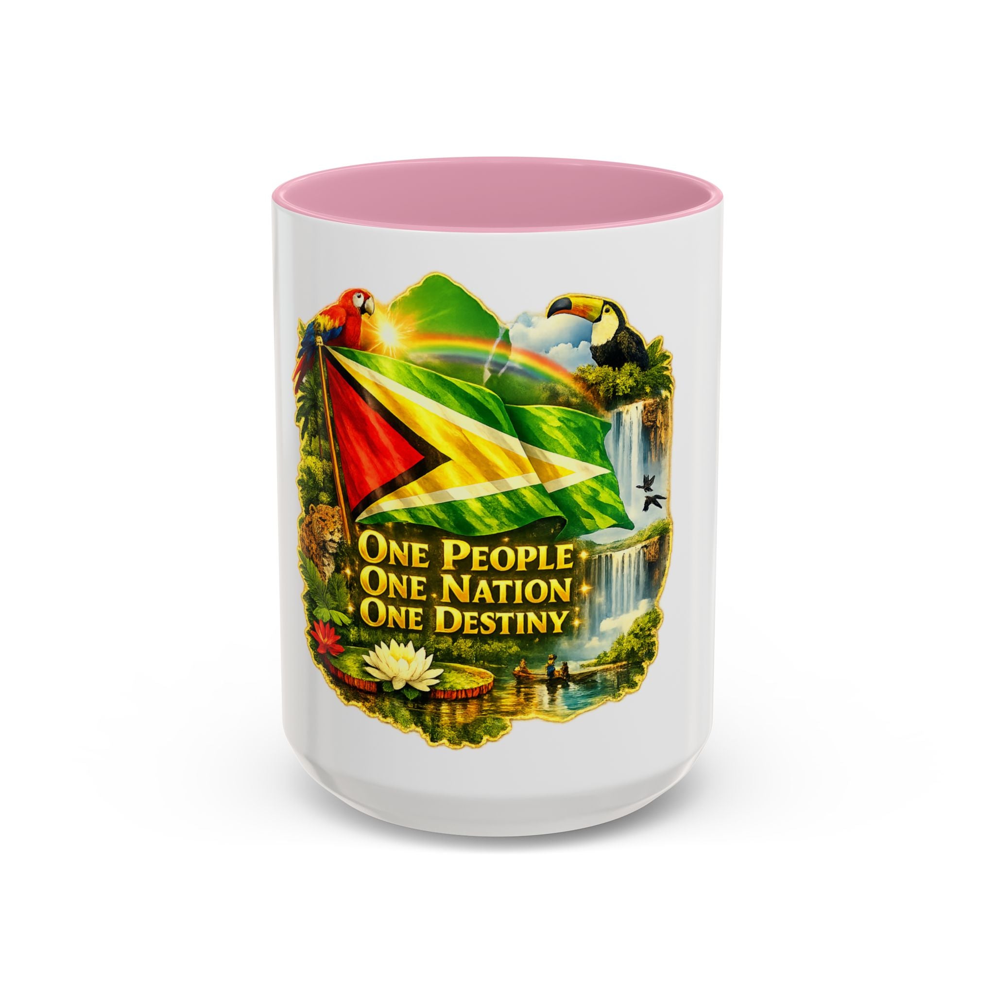 Coffee Mug souvenir that represents Guyana – "One People, One Nation, One Destiny" 11oz/15oz