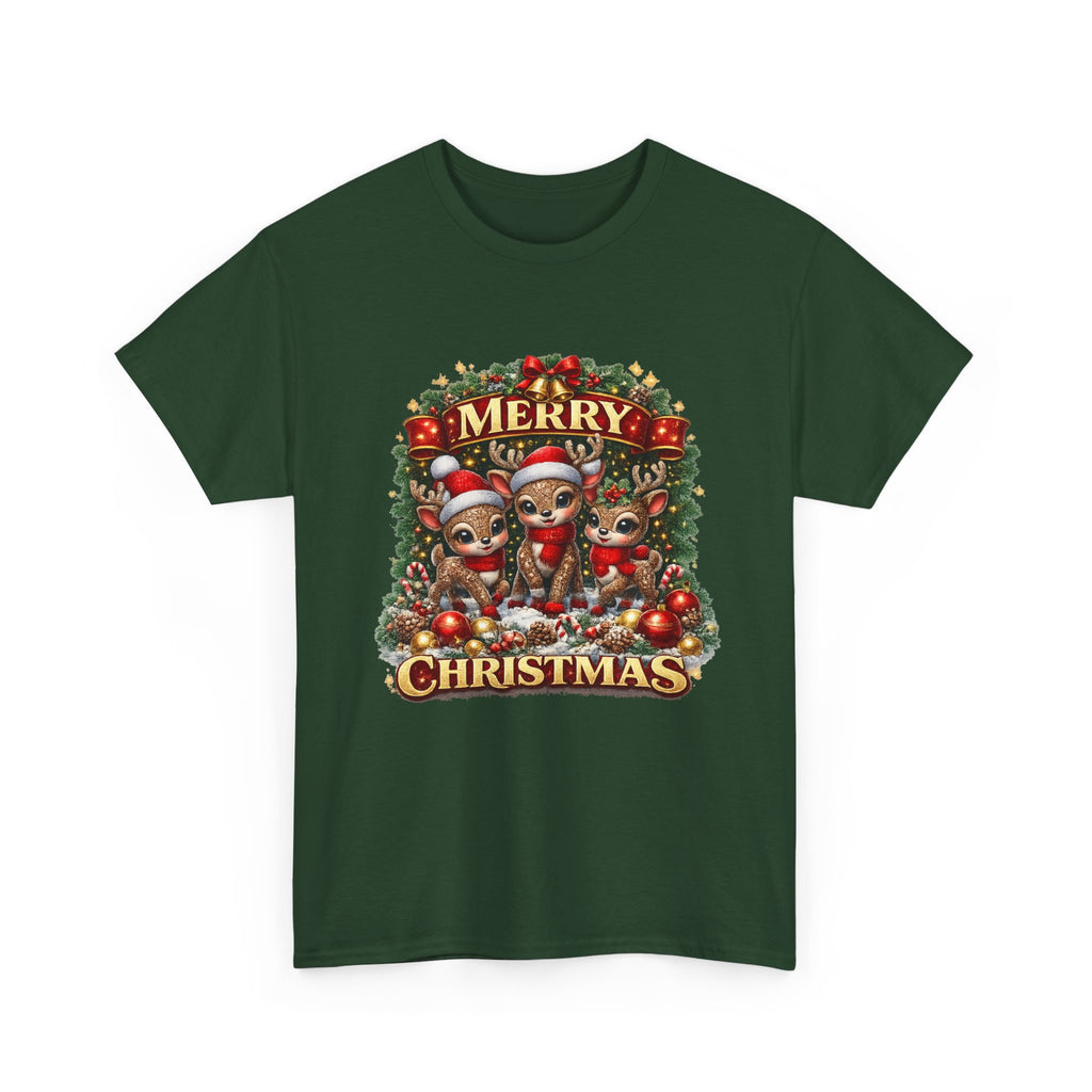 Christmas Reindeer Crew Tee — Merry Christmas Holiday Graphic T-Shirt