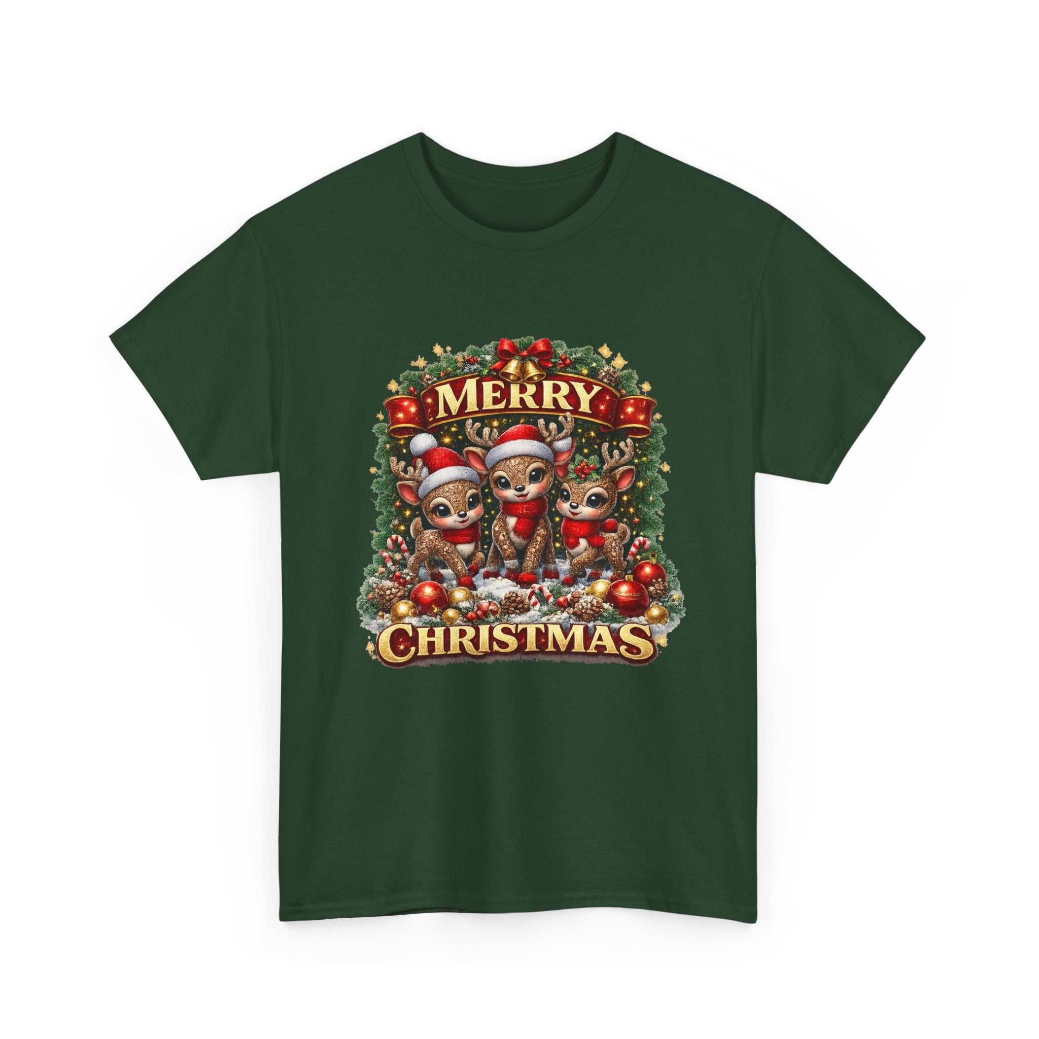 Christmas Reindeer Crew Tee — Merry Christmas Holiday Graphic T-Shirt