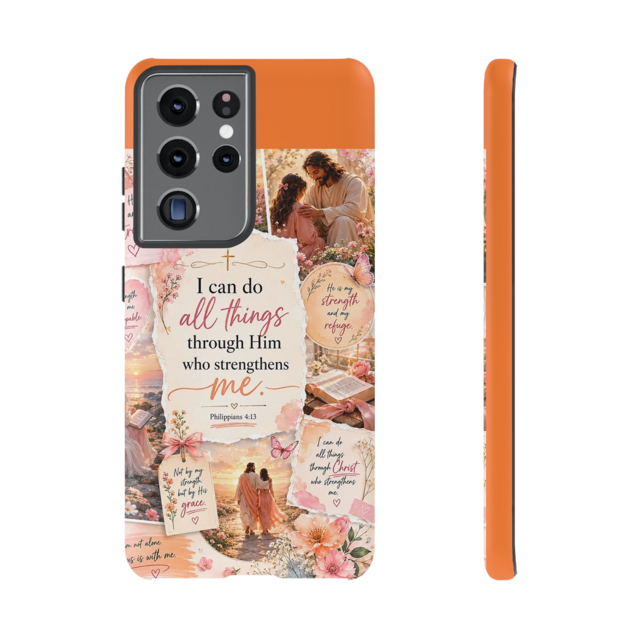 Christian Phone Case bible verses — "I Can Do All Things Through Him" Inspirational Scripture Design