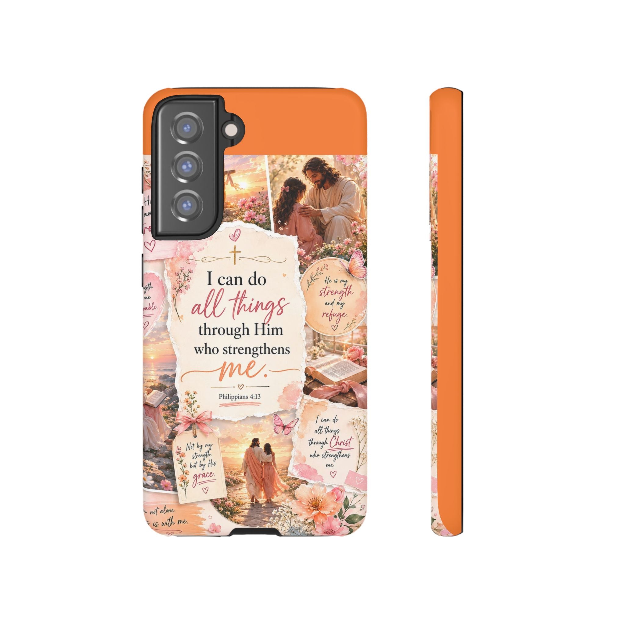 Christian Phone Case bible verses — "I Can Do All Things Through Him" Inspirational Scripture Design