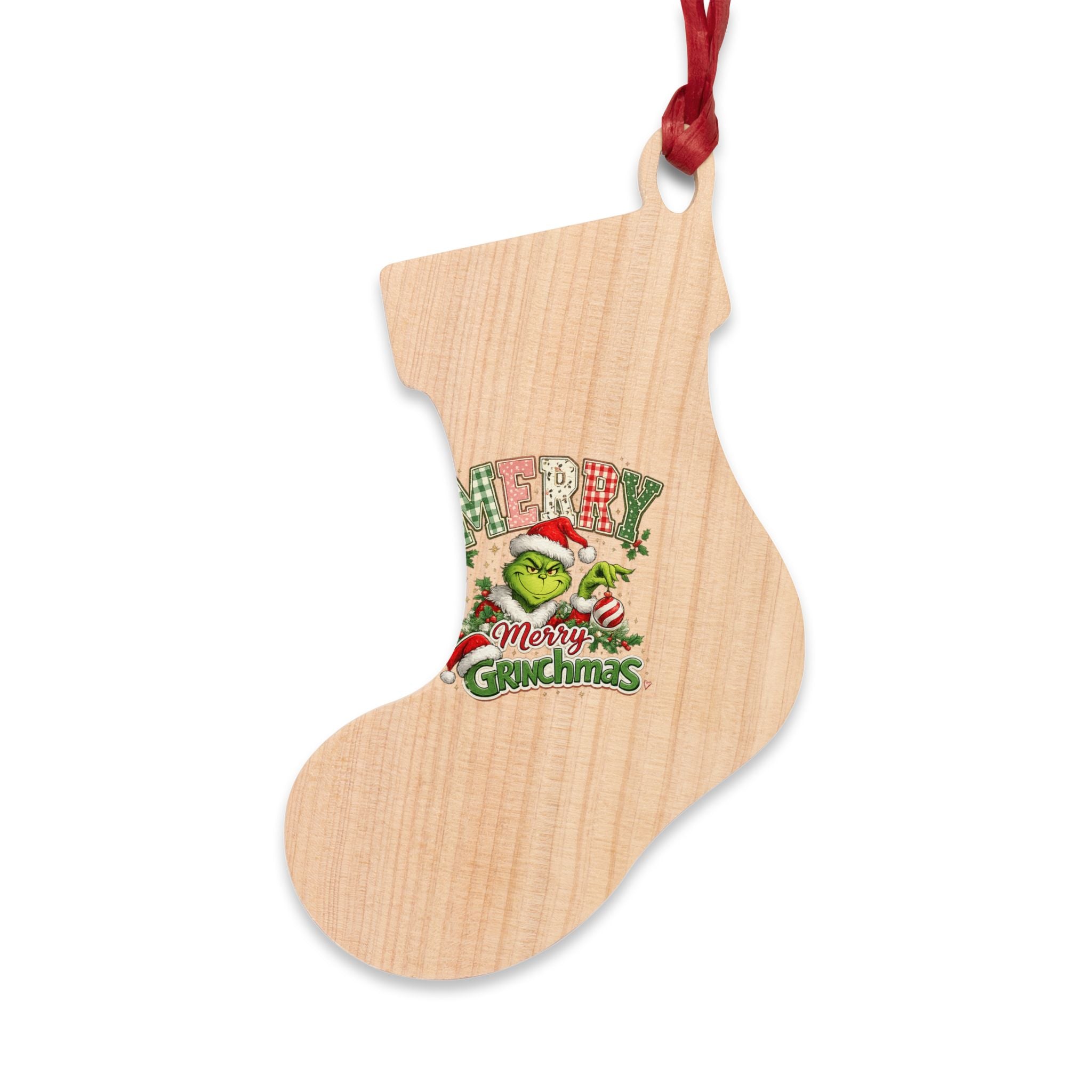Bell Wooden Ornament – "Merry Grinchmas" Holiday Christmas Tree Decoration