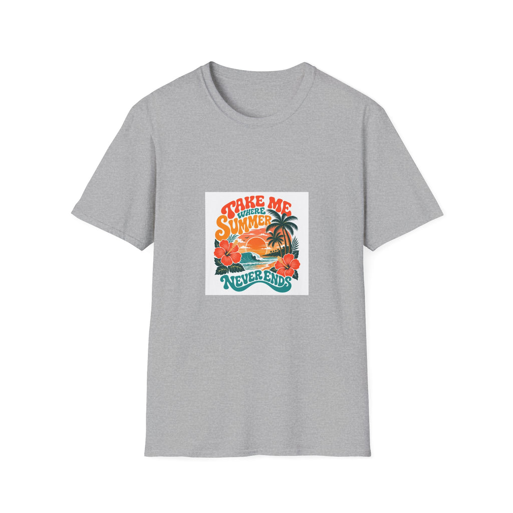 Summer  T-Shirts Summer Never Ends" Retro Palm Graphic Tee