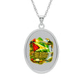 Guyana Flag Oval Pendant Necklace — “One People, One Nation, One Destiny” Memorial Jewelry