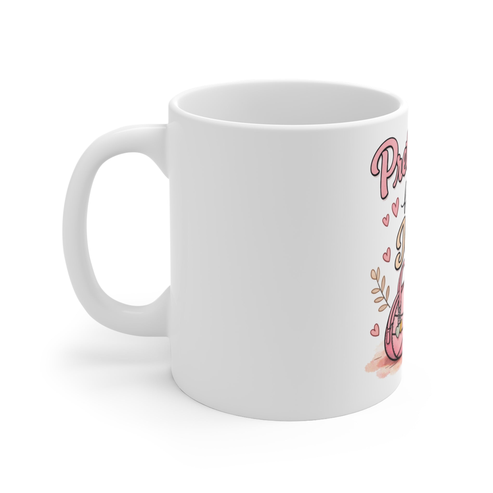 Pretty Girls Follow Jesus Mug — Cute Faith Coffee Cup with Bible & Hearts (11oz)