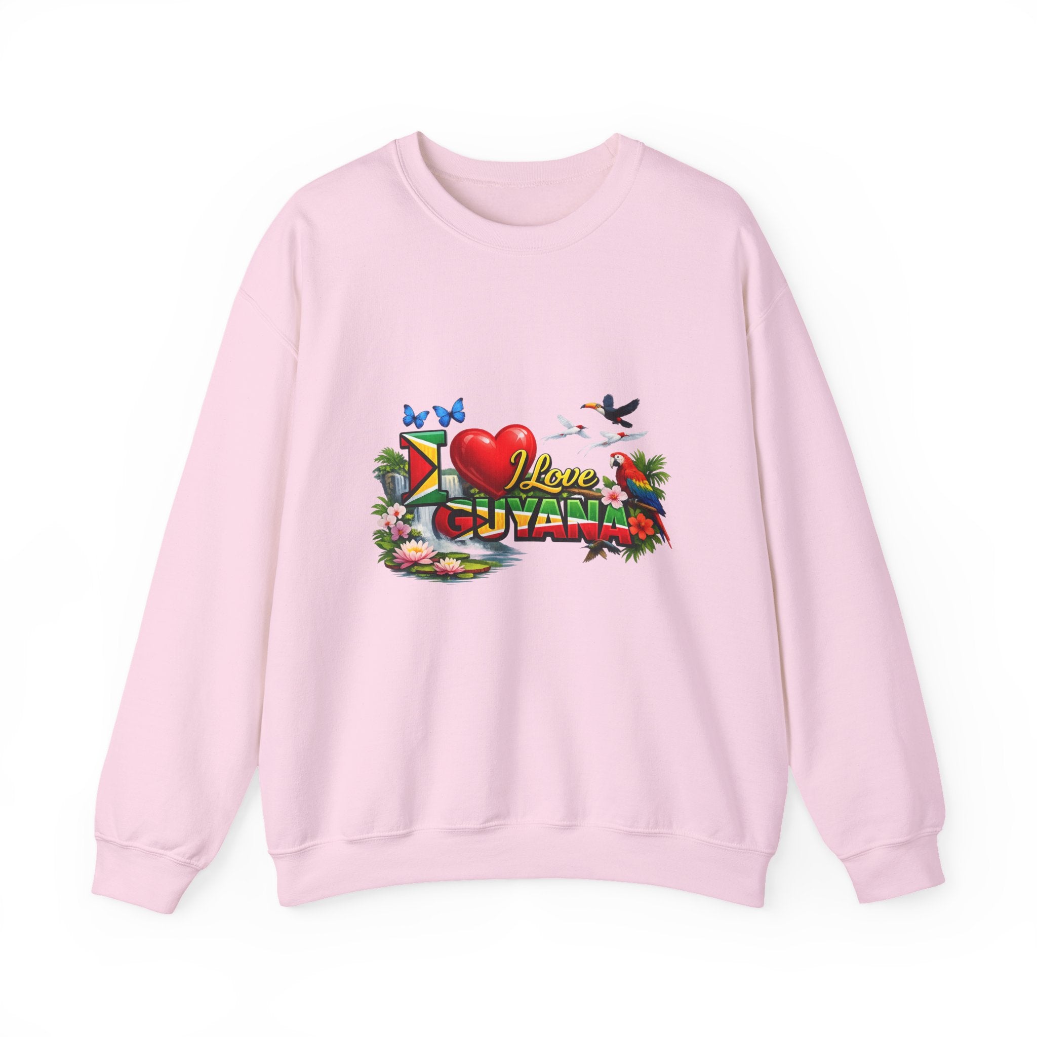 Guyana Pride Crewneck Sweatshirt — I Love Guyana Tropical Graphic Unisex