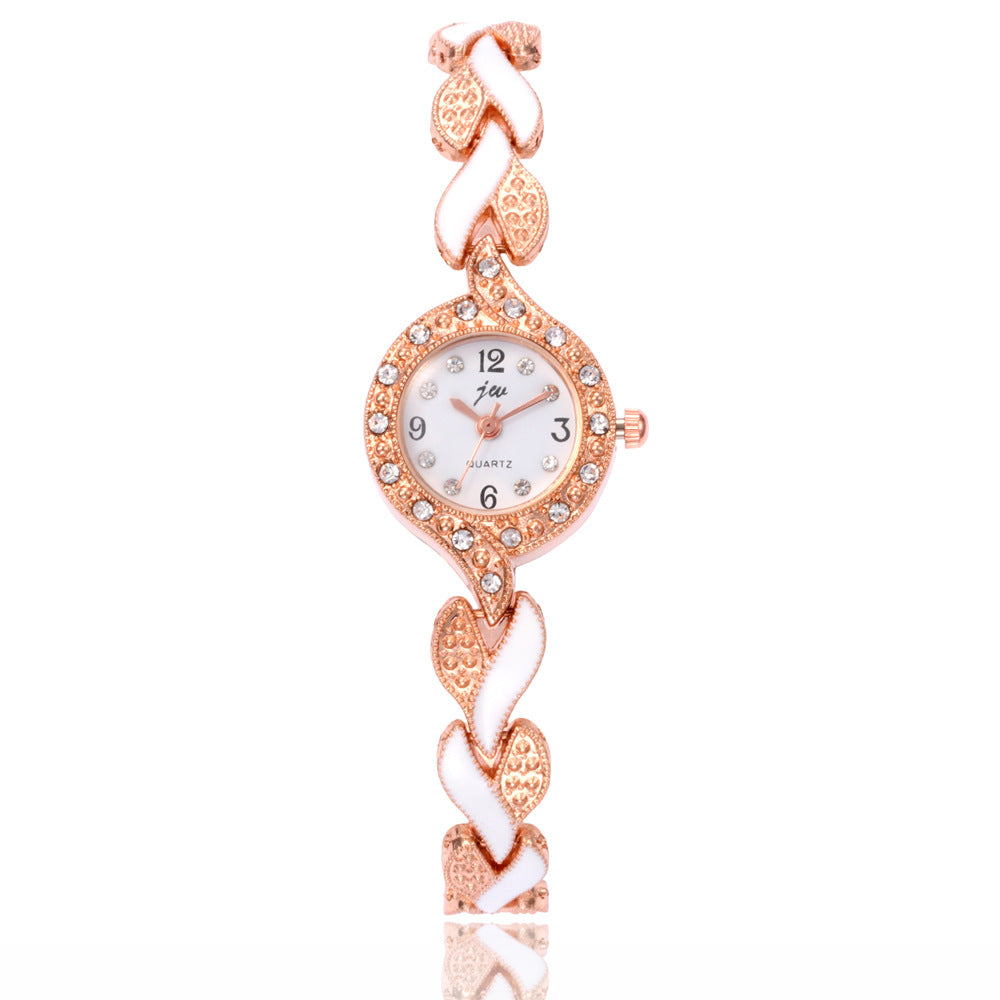 Women Alloy Leaf Bracelet Quartz Watch Set