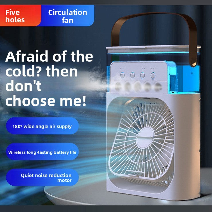 3 In 1 Air Conditioner Fan, Mini Evaporative Air Cooler with Night Light, Cooling Fan with 600ml Water Tank (Support Mobile Power Supply Used Together)